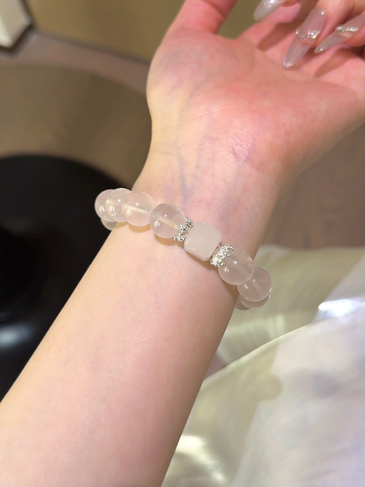 ▫️▪️ Pink crystal sugar cube bracelet